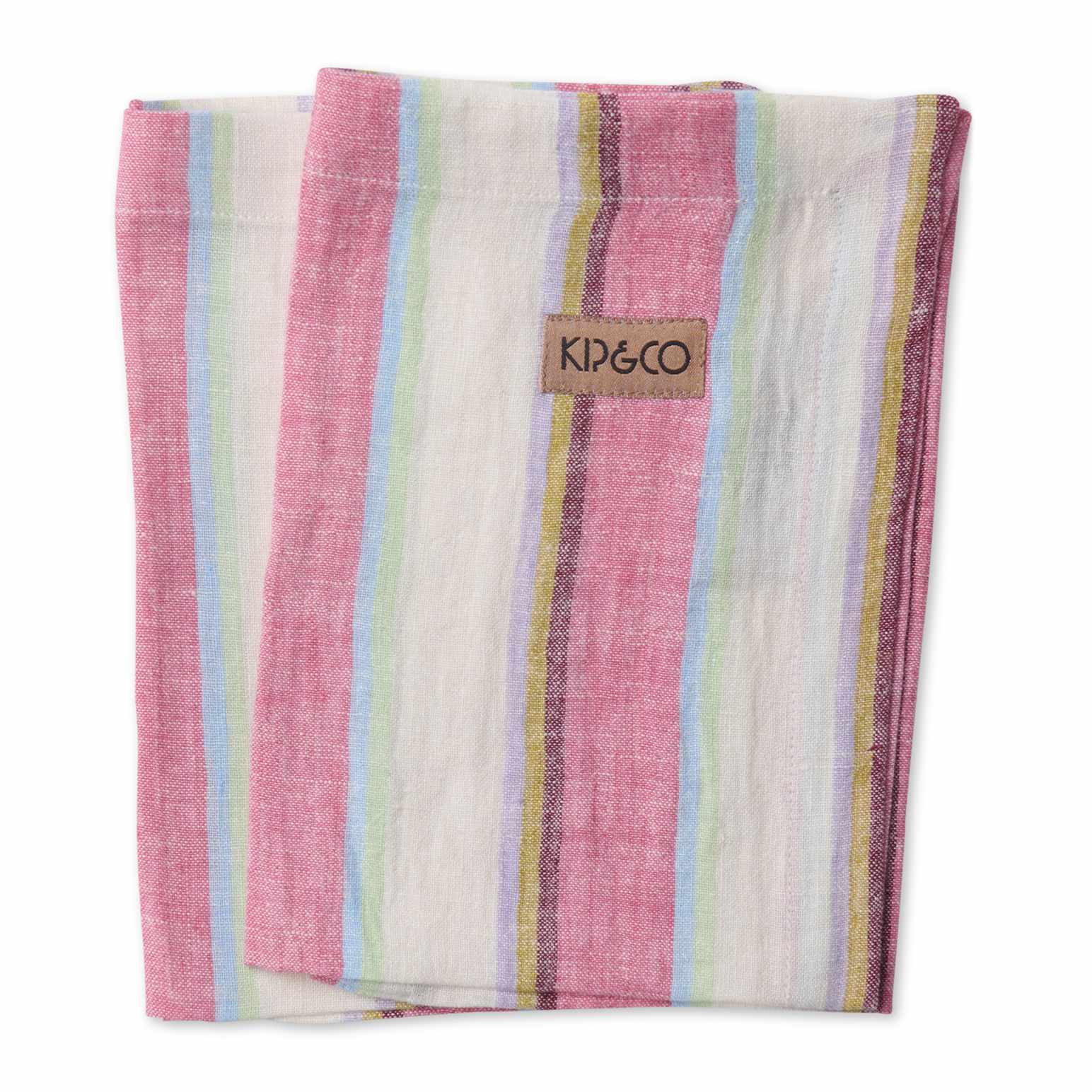 Kip&Co Rose Water Stripe Linen 4P Napkin Set